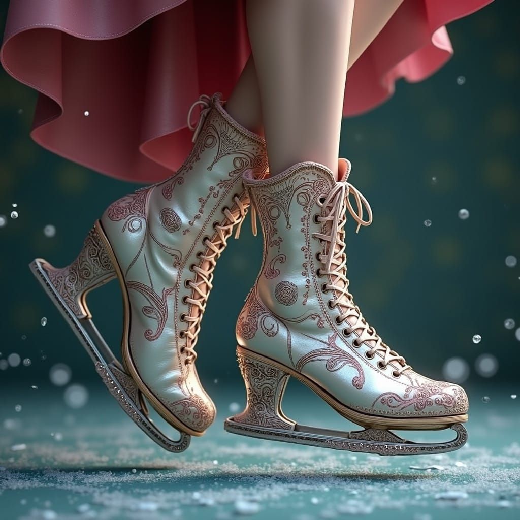 Elegant Feet in Victorian Ice Skating Sandals