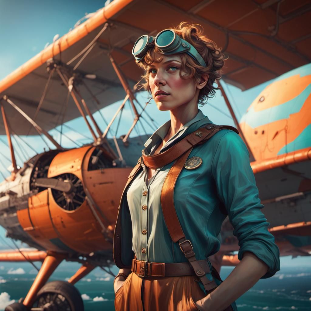 Adventure Concept Art in Orange and Teal