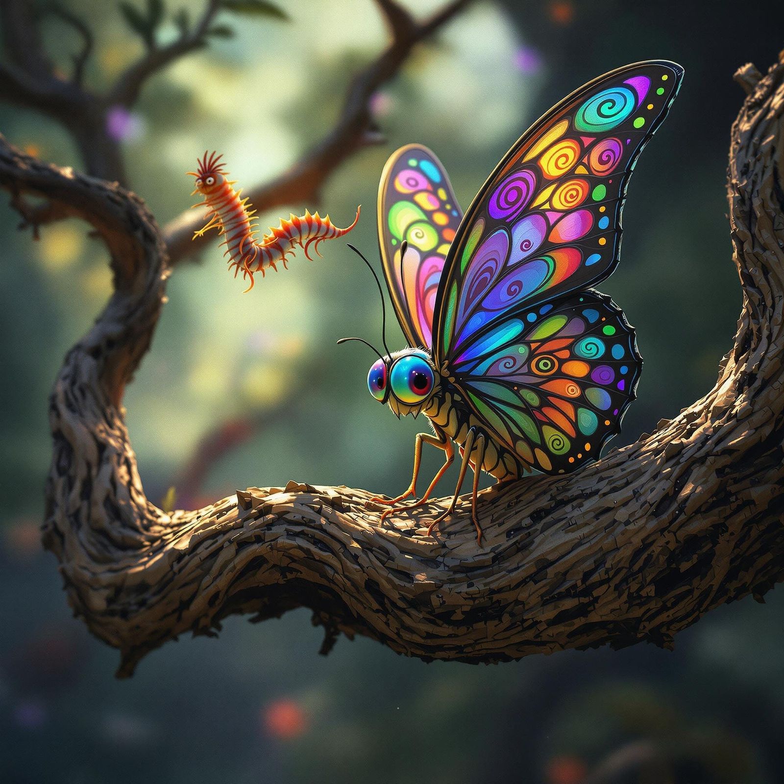 Confused Butterfly in Dreamlike 3D Render