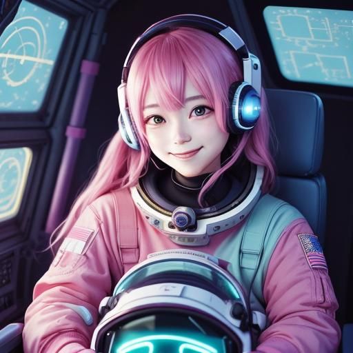 Cutepunk Anime Baby in Spaceship Cockpit