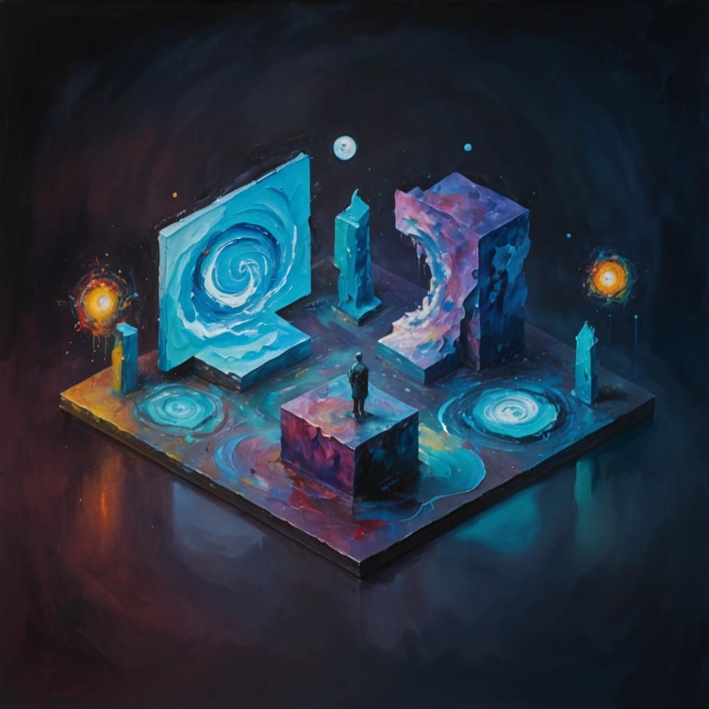 Abstract Expressionist Oil Painting of Infinite Landscape