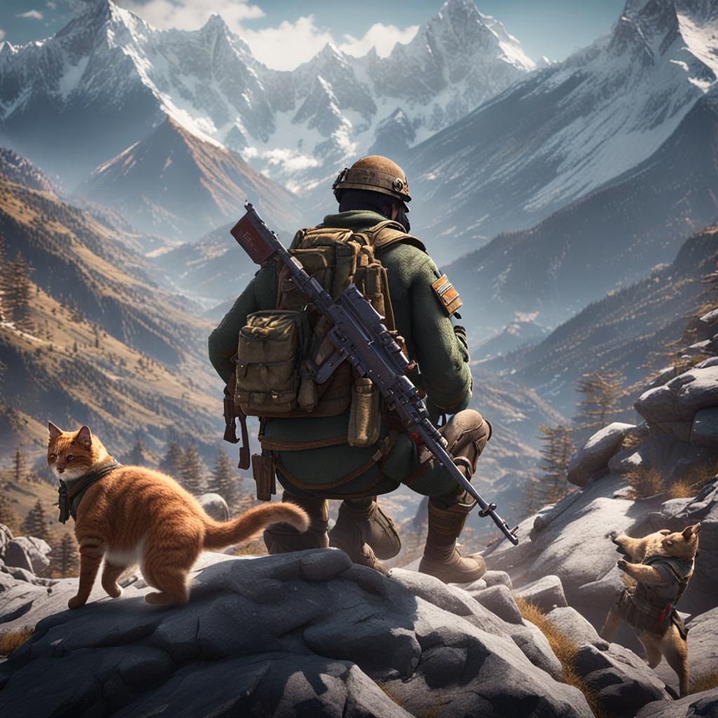 Epic Cat vs Dog Battle in Nepal, 3D Render