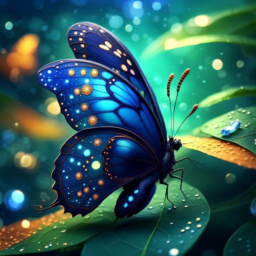 Exotic Butterfly with Sparkles, Digital Matte Painting