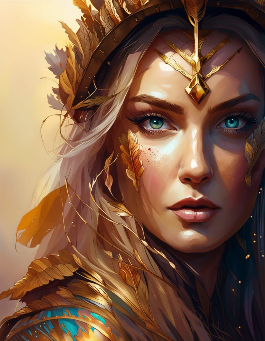 Beautiful Norse Goddess Portrait in Digital Painting Style