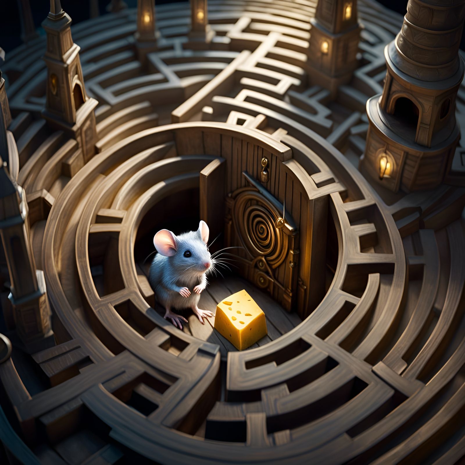 Mouse in Labyrinth: A Fantasycore Illustration