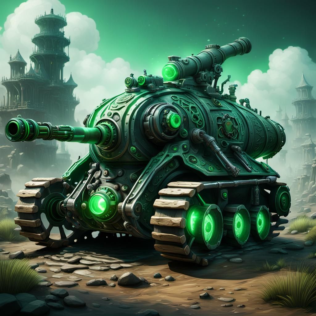 Skeleton Bone Tank with Glowing Green Cannon