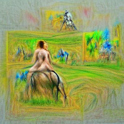 Naked Woman on Horse in Renaissance Style
