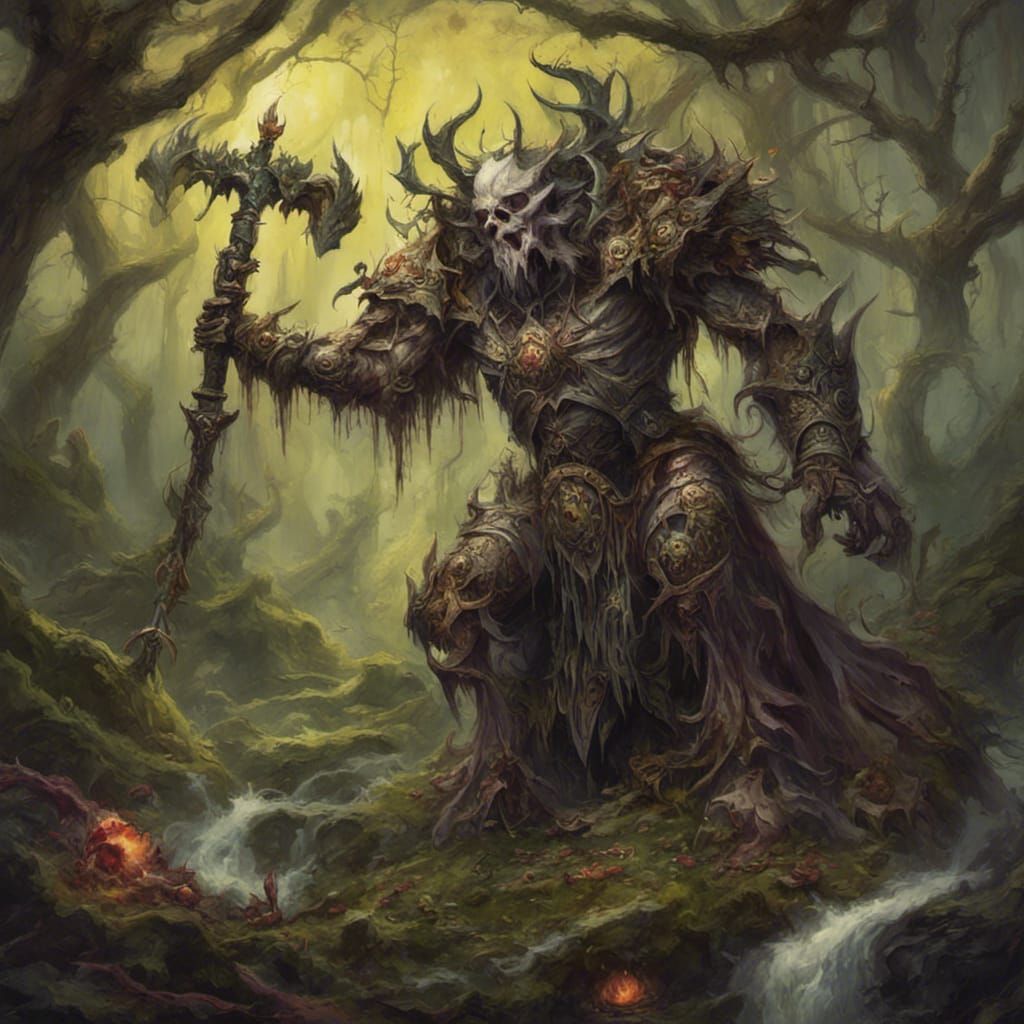 Corrupted Druid with Magic Warhammer