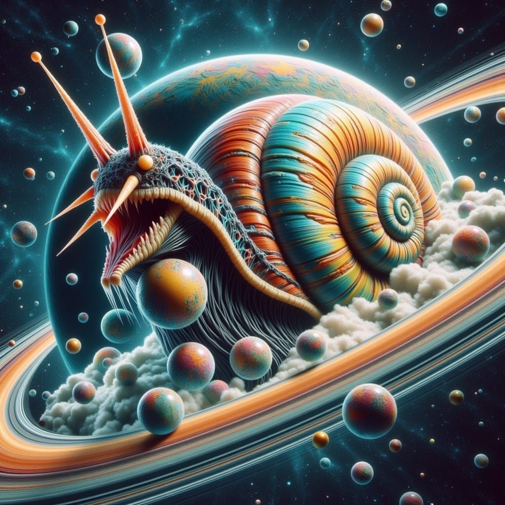 Ominous Darkened Gas Planet with Xenomorph Snail