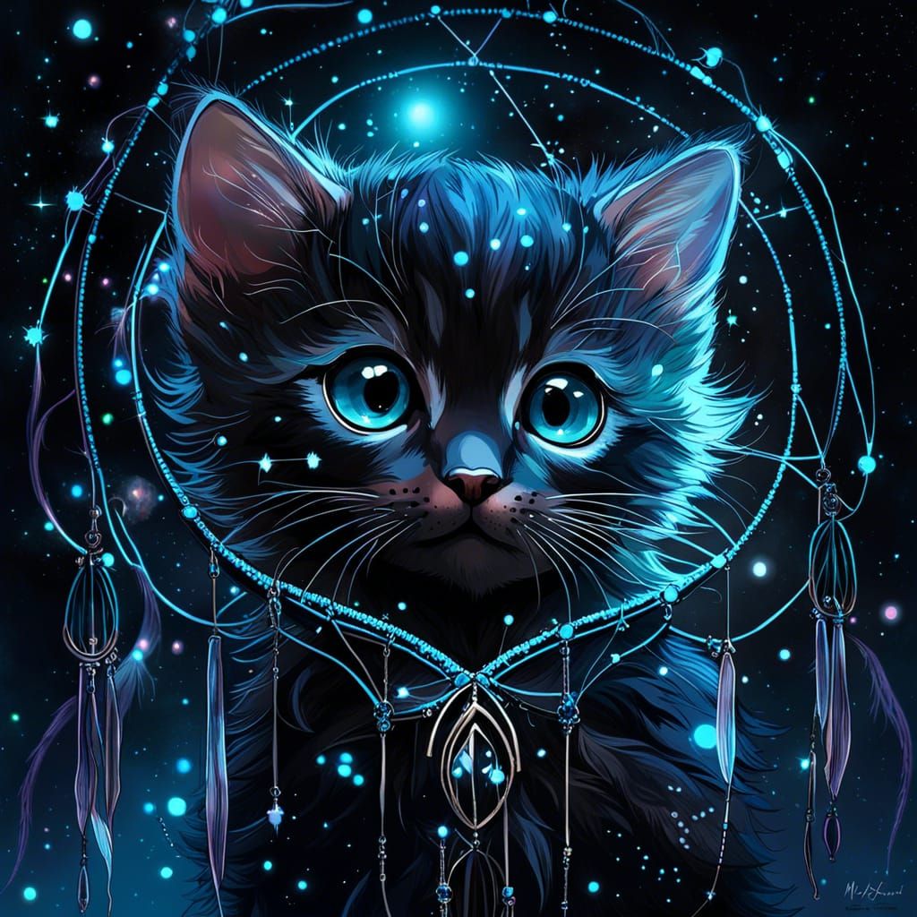 Constellation Kitten Emerging from Galaxy Dreamcatcher