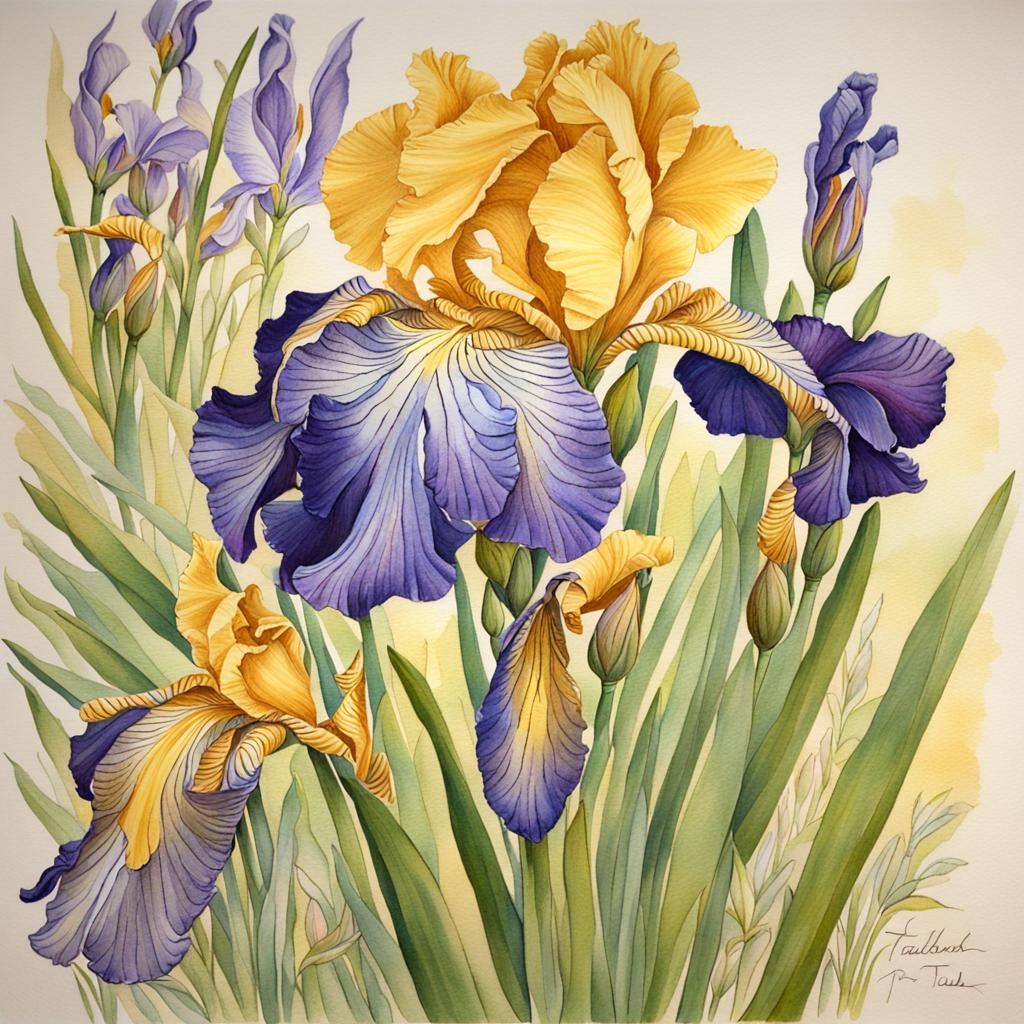 Girl with Golden Iris in Gouache Style