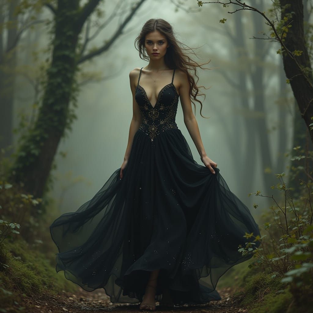 Ethereal Woodland Siren in Romantic Art Style