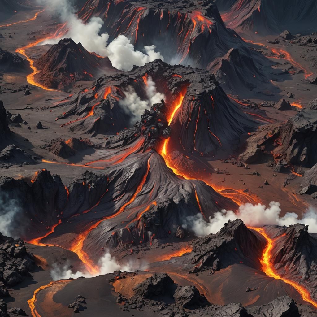 Hawaiian Volcano Eruptions: Detailed Matte Painting