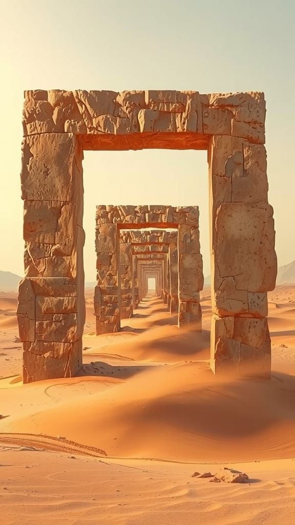 Surreal Desert Monolith with Infinite Recursive Image
