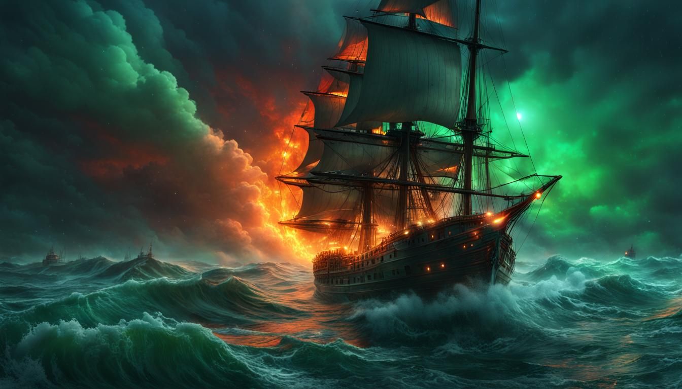 Ship of the Line in Electric Storm