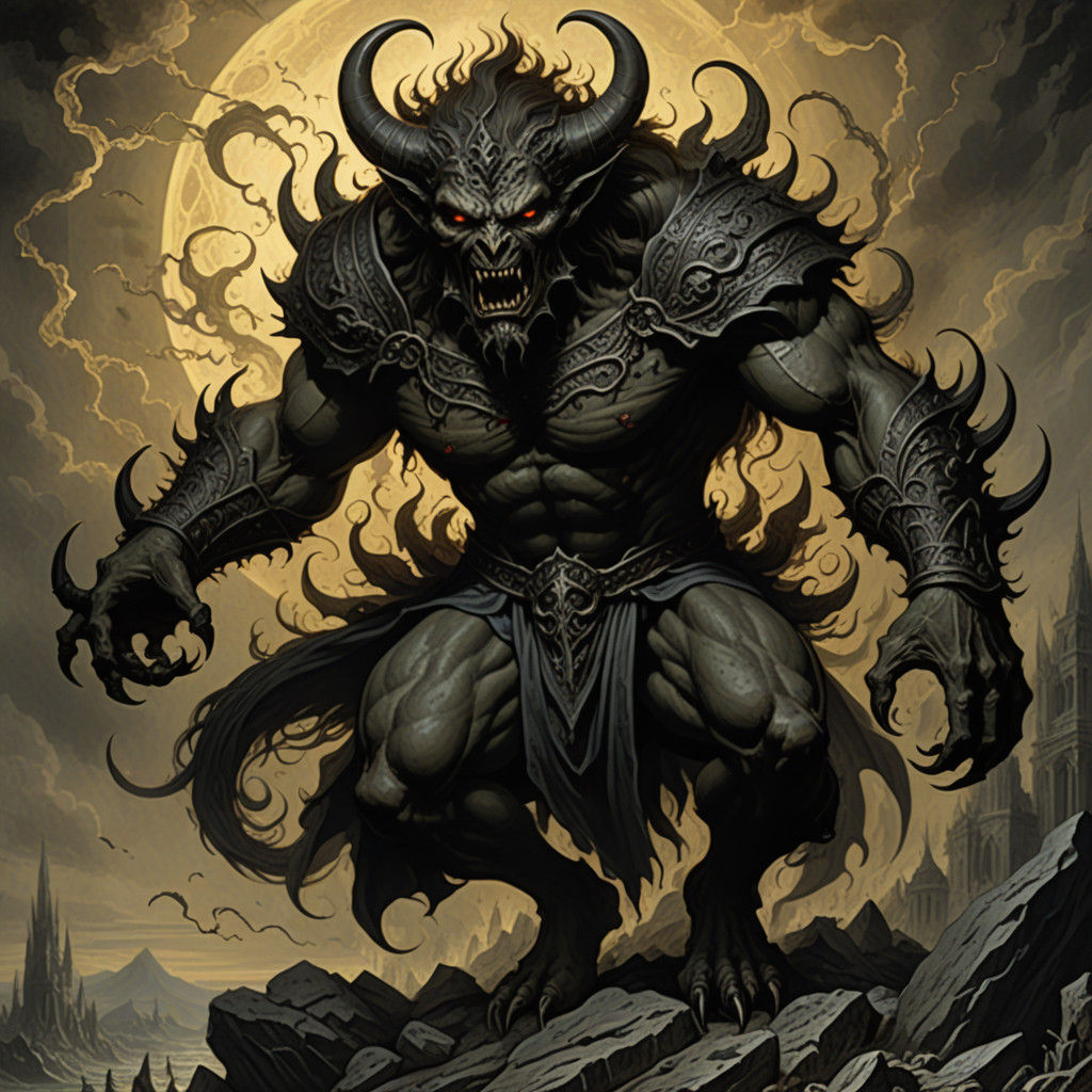 Gustave Doré-Inspired Demon of Smoke and Flame