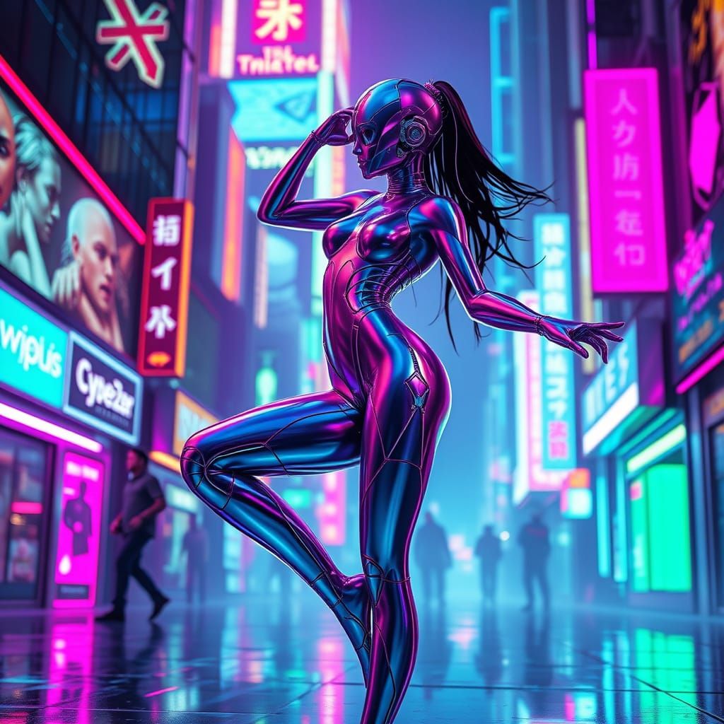 Cyberpunk Dancer in a Neon Metropolis