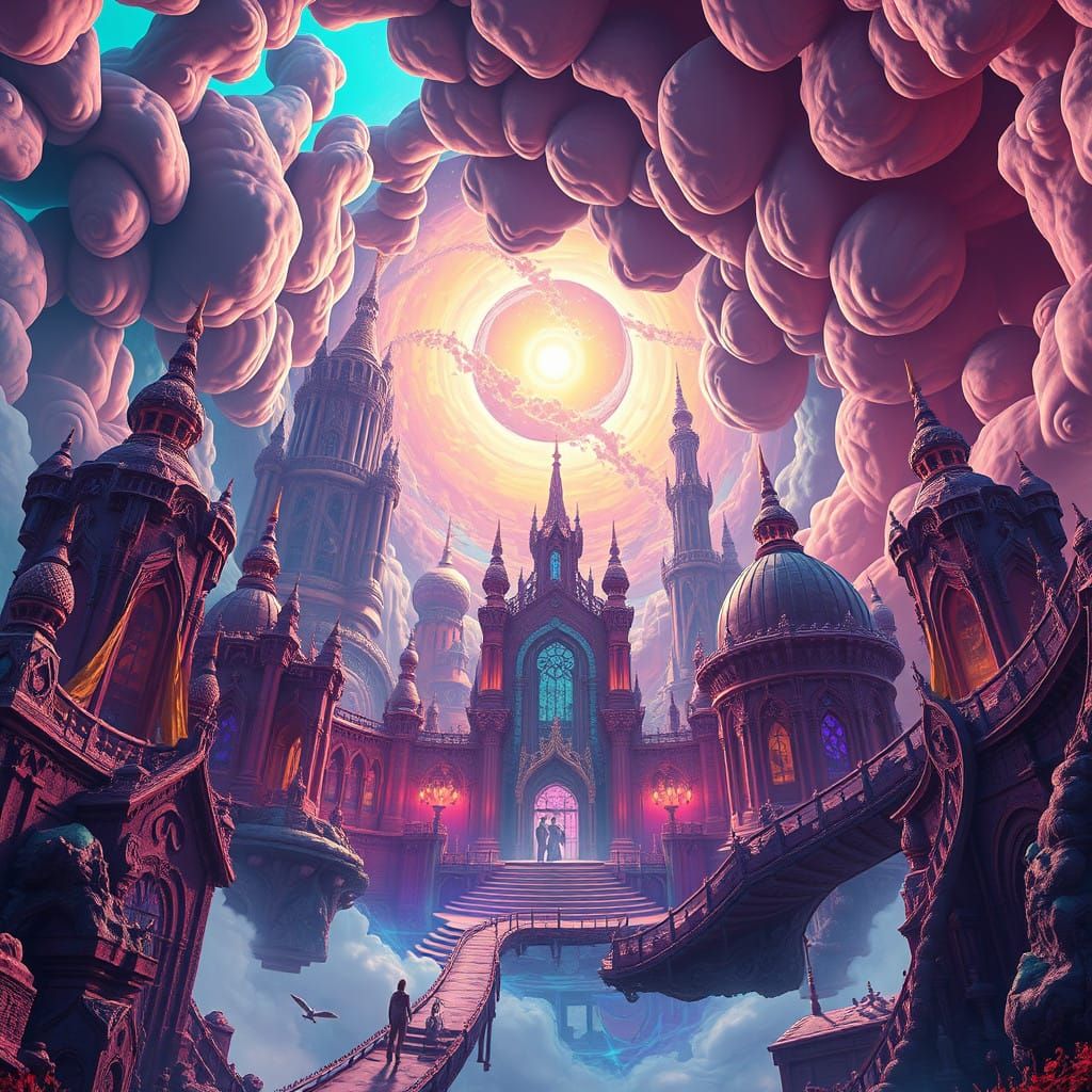 Vibrant Surreal Architecture Unfurls in Dreamscape