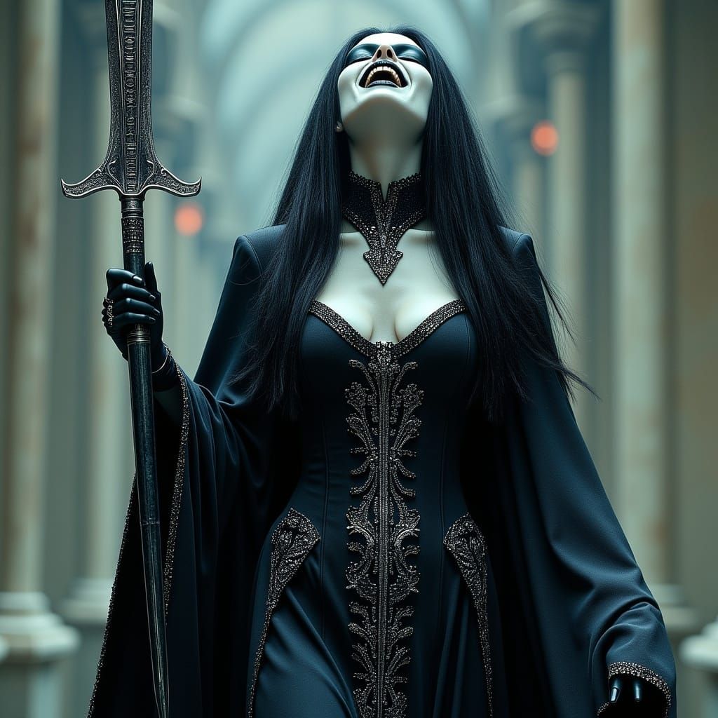 Lady Death Laughing with Sword, Digital Art