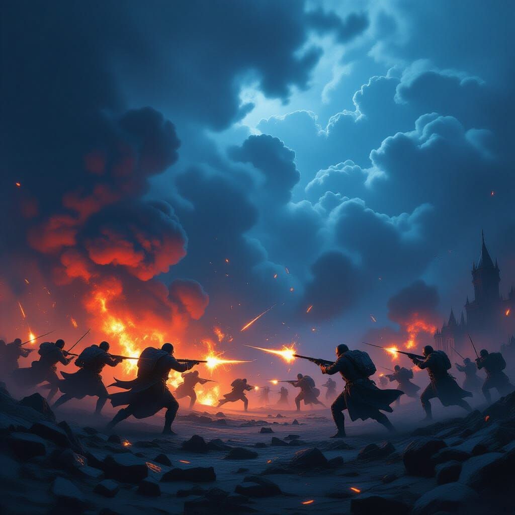 Epic Battle Scene in Dark Fantasy Style
