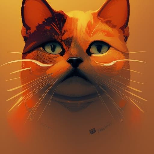 Detailed Portrait of a Fat Orange Cat