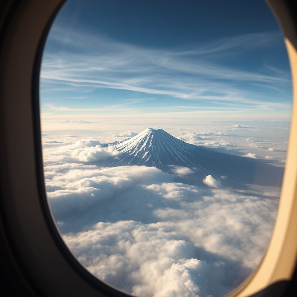 Kilimanjaro Peak Through Clouds, Hyperrealistic Digital Art