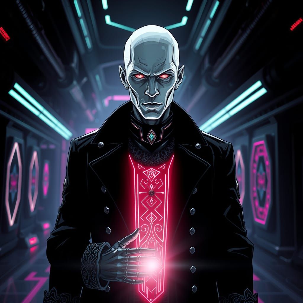 Cyberpunk Soldier in Futuristic Brooding