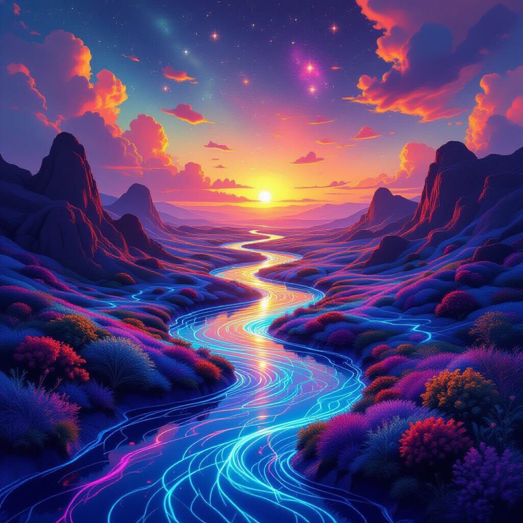 Abstract Dreamscape of Melting Time and Synesthesia