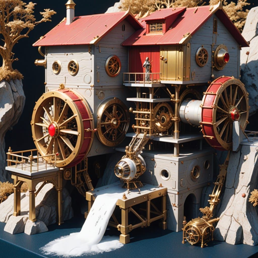 Model of oddly designed grist mill