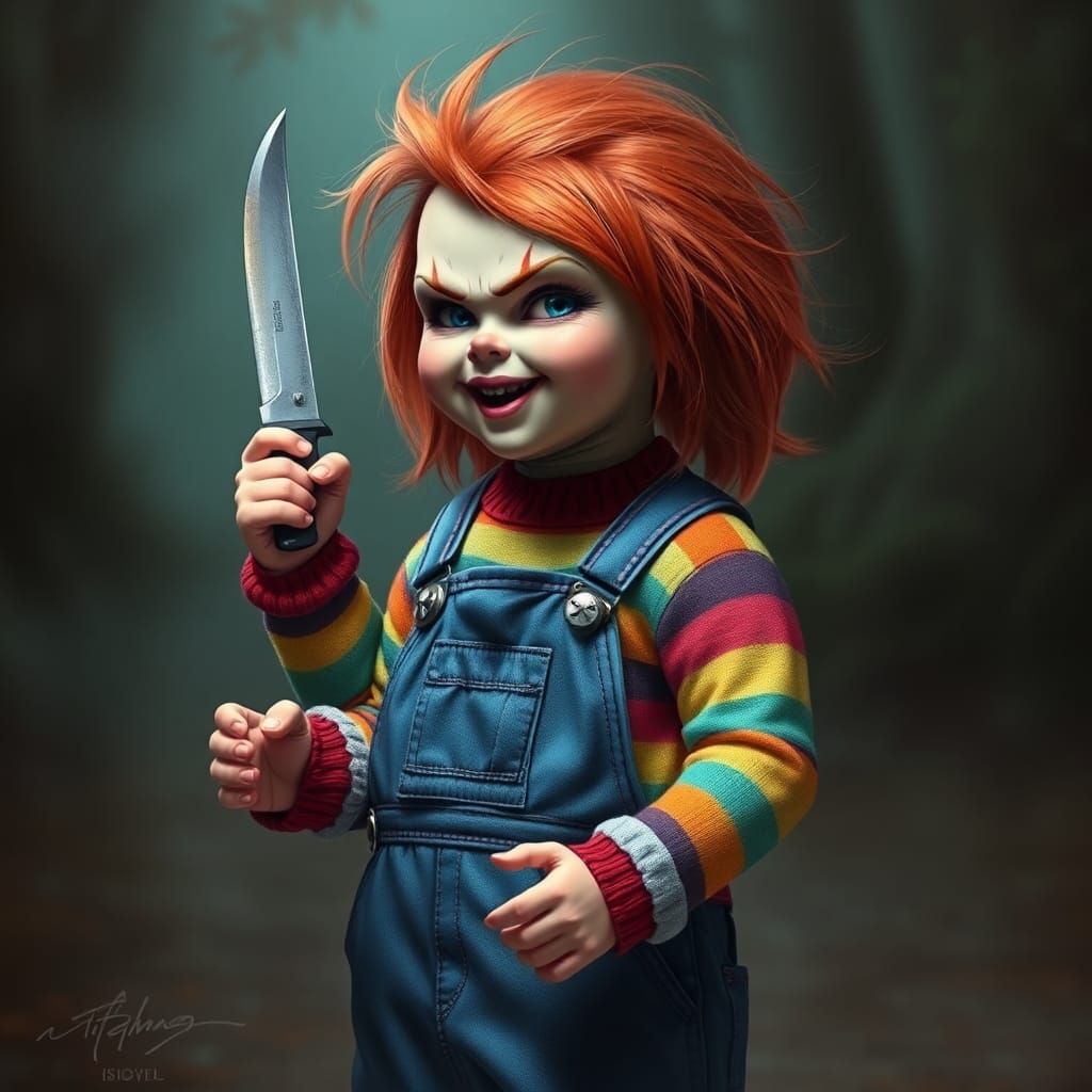 Deadpool as Chucky in Ethereal Fantasy Style