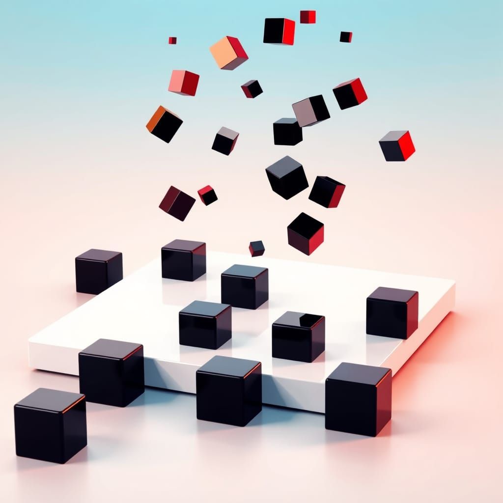 Geometric Cubes in Bauhaus-Inspired Futuristic Scene
