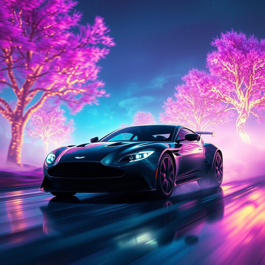 Aston Martin Valhalla Speeds Through Dreamy, Neon-Lit Landsc...