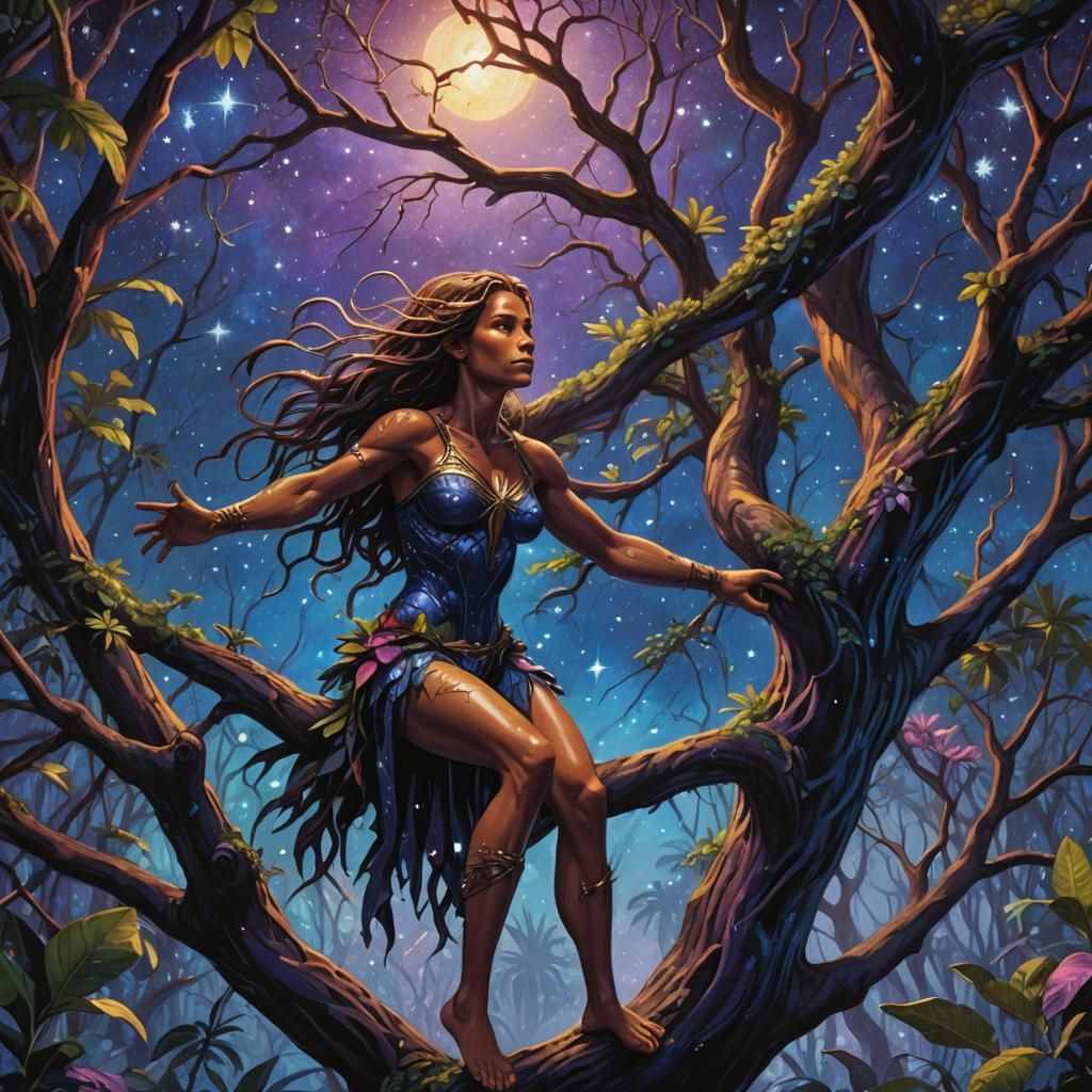 Female Tarzan in Alien Jungle, Digital Art