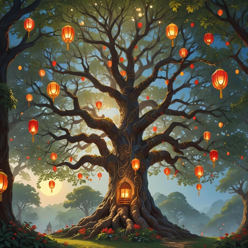 Majestic Tree of Sanatan Dharma: Fantasy Concept Art
