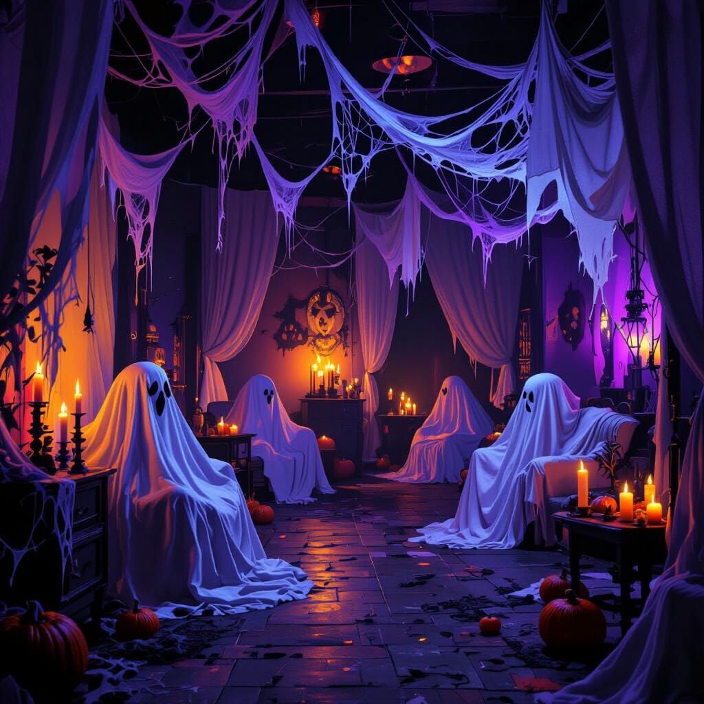 Haunted Carnival Halloween Party in Eerie Lighting