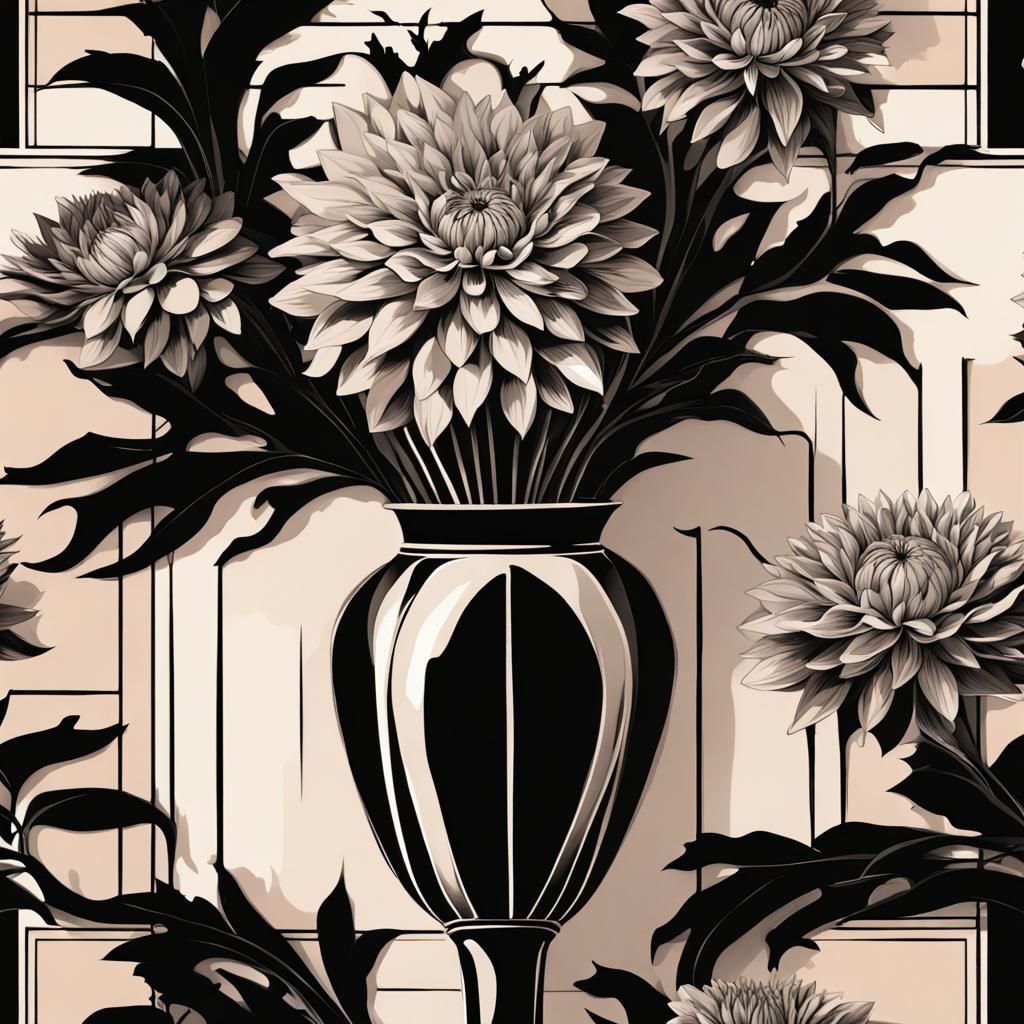 Deco Vase with Dahlia Bouquet at Dusk