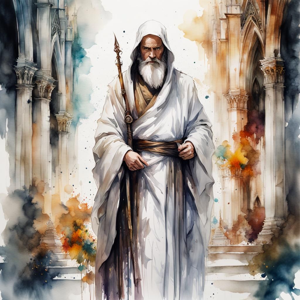 A monk standing in a cathedral