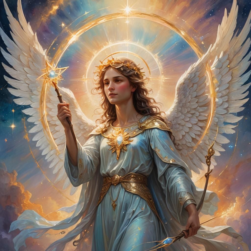 Angelic Being with Morning Star in Ethereal Sky