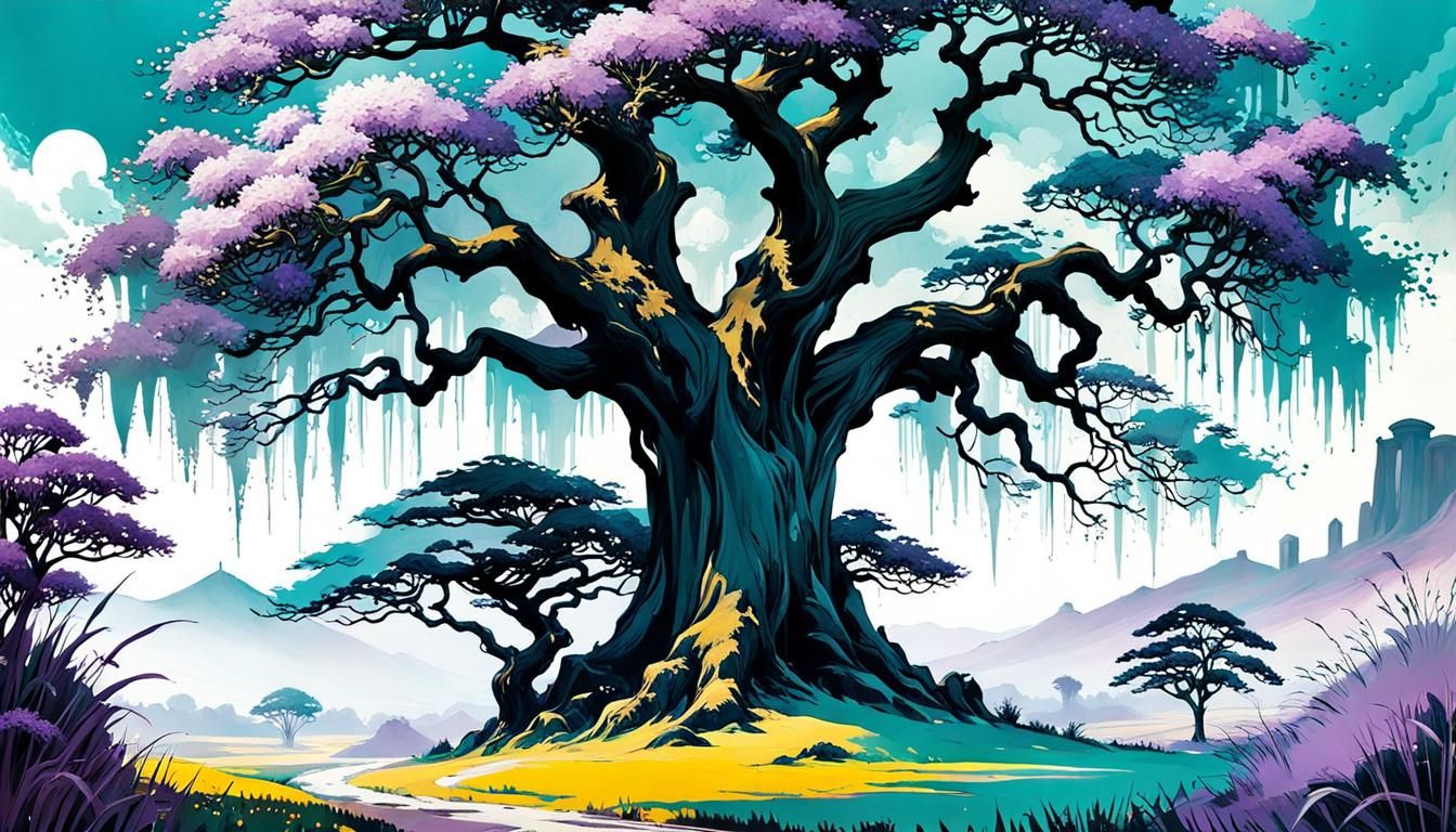 Jacaranda Tree in Bloom: Alcoholic Ink Painting