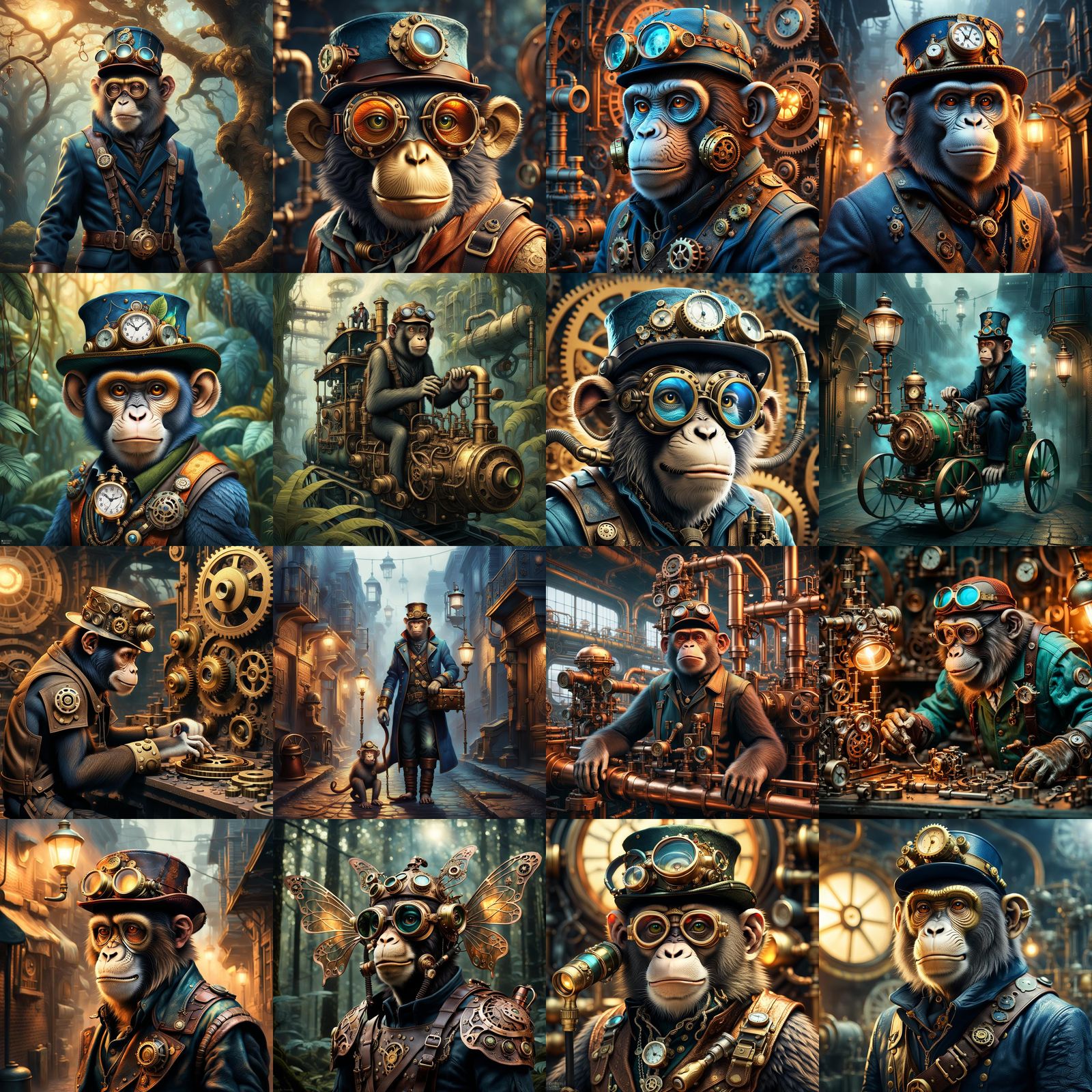 Monkey in Steampunk Hat: Detailed Digital Art