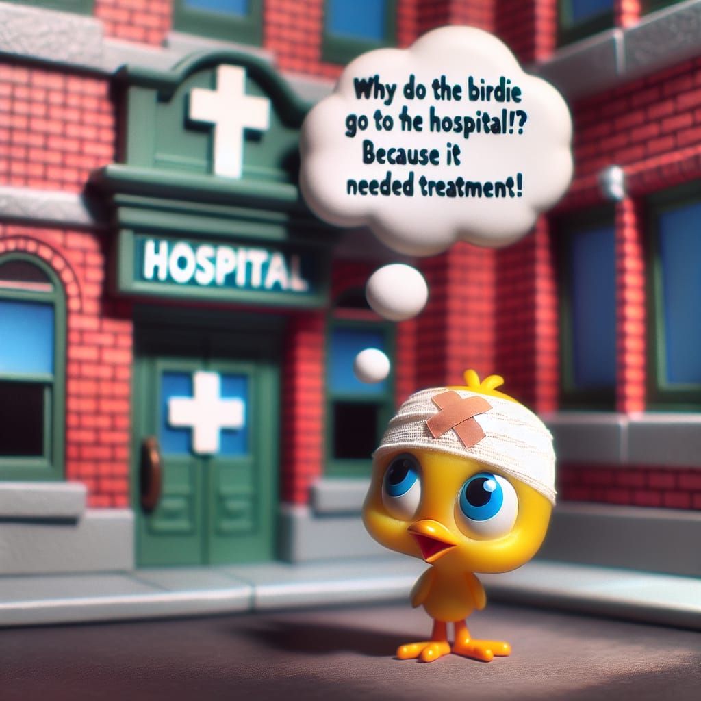 Cartoon Bird Injured Needing Hospital Treatment