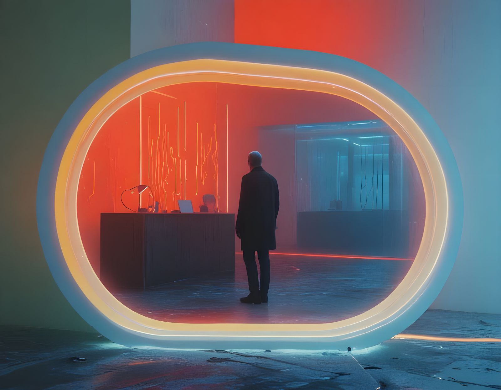 Neon-Lit Character in a Contemporary Metropolis