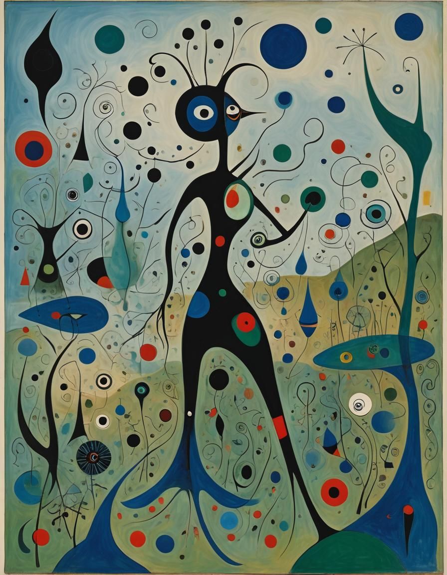 Surreal Humanoid Figure in Dreamlike Landscape