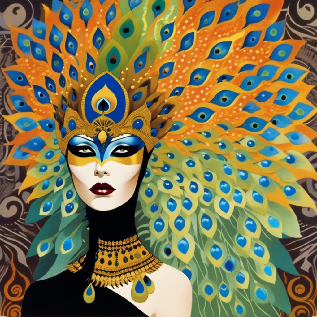 Arcane Masked Woman in Surreal Dystopian Art