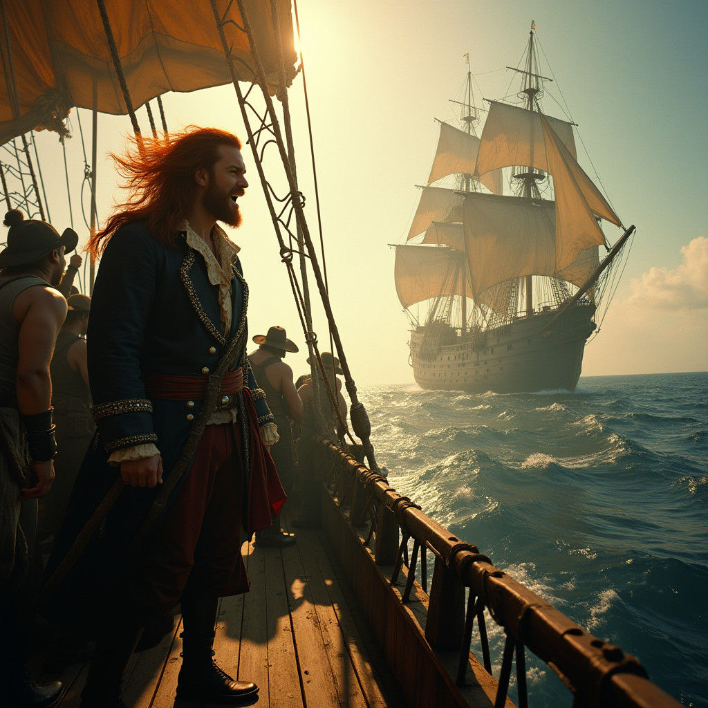 François l'Olonnais Commands His Pirate Ship