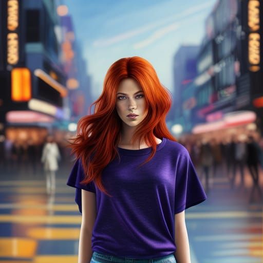 Redhead and Girl in Mini Skirts: Digital Painting