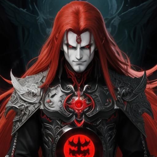 Menacing Anime Demon Lord in Dark Fantasy Style