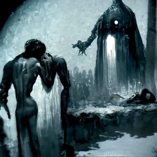 Horrific Scene Inspired by Doré and Rutkowski