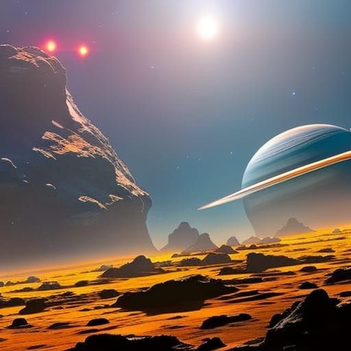 Magical Scifi Scene with Planets and Spaceships