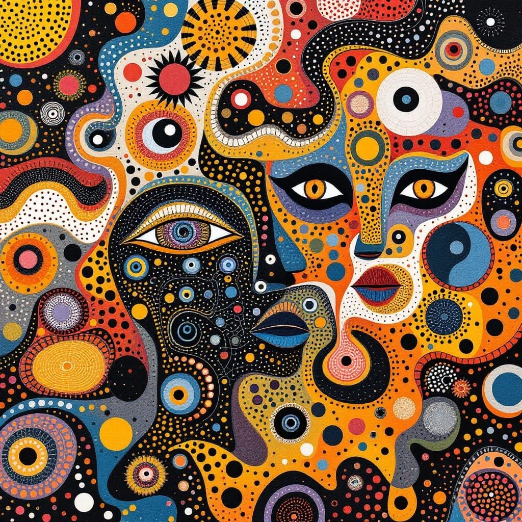 Surrealist Tribal Patterns Merge in Dreamlike Cubist Abstrac...